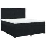 Box spring postelja z vzmetnico črna 200x200 cm žamet - Image 3