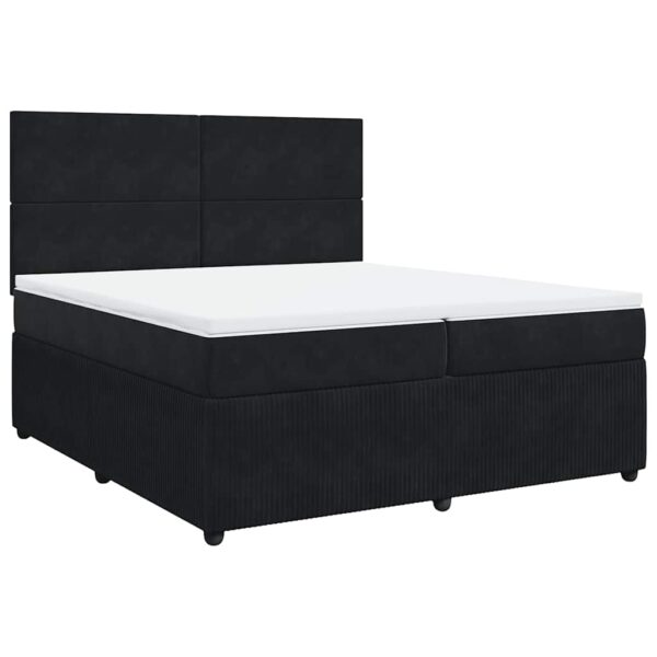 Box spring postelja z vzmetnico črna 200x200 cm žamet - Image 3
