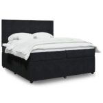 Box spring postelja z vzmetnico črna 200x200 cm žamet