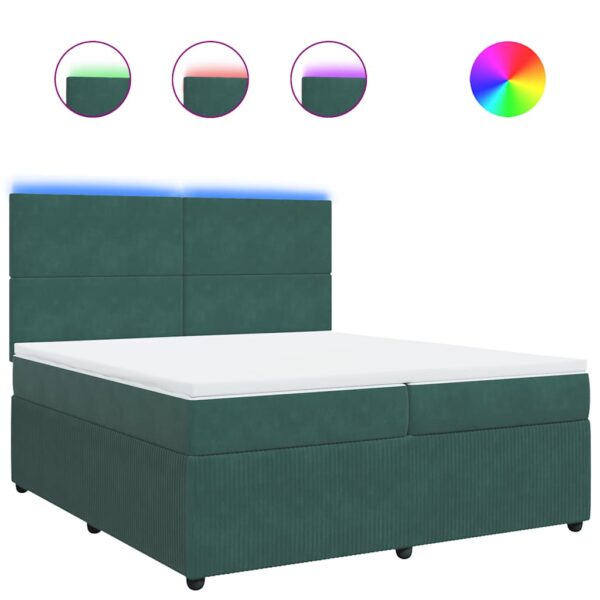Box spring postelja z vzmetnico temno zelena 200x200 cm žamet - Image 2