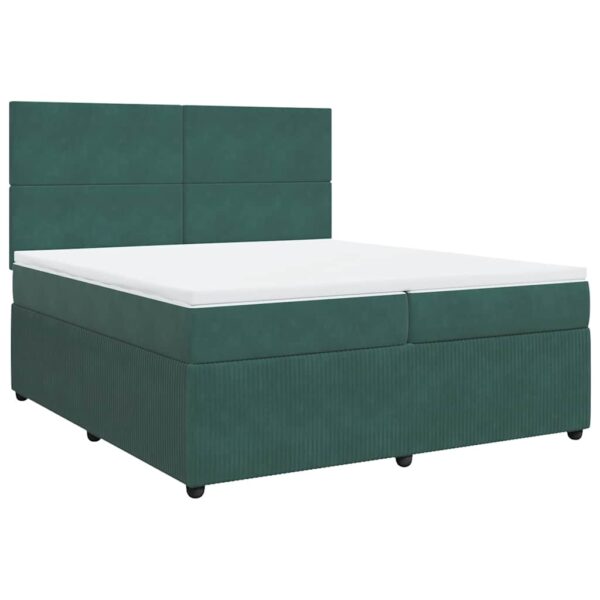 Box spring postelja z vzmetnico temno zelena 200x200 cm žamet - Image 3