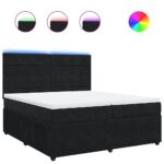 Box spring postelja z vzmetnico črna 200x200 cm žamet - Image 2