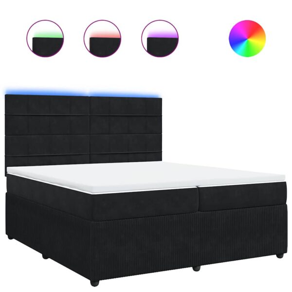 Box spring postelja z vzmetnico črna 200x200 cm žamet - Image 2