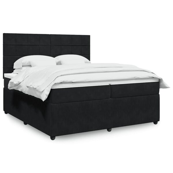 Box spring postelja z vzmetnico črna 200x200 cm žamet