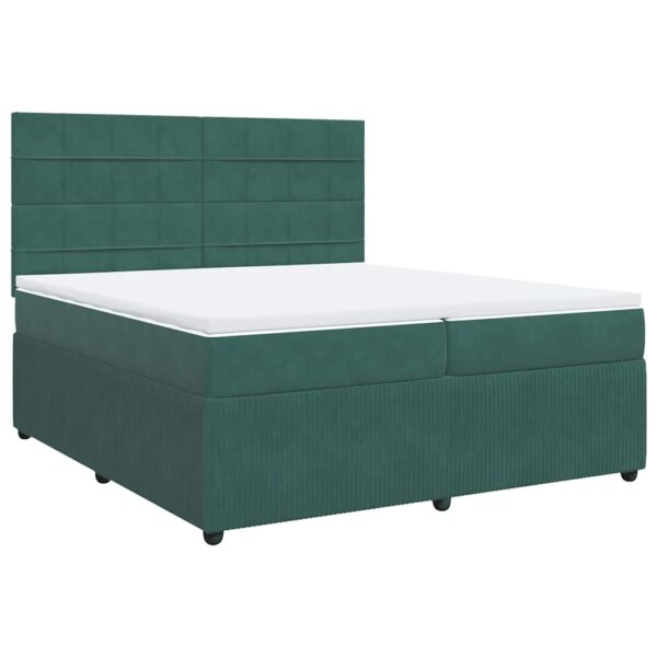 Box spring postelja z vzmetnico temno zelena 200x200 cm žamet - Image 3