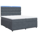 Box spring postelja z vzmetnico temno siva 200x200 cm žamet - Image 3