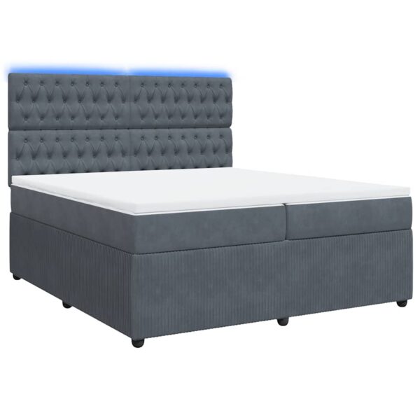 Box spring postelja z vzmetnico temno siva 200x200 cm žamet - Image 3
