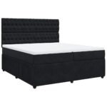 Box spring postelja z vzmetnico črna 200x200 cm žamet - Image 3