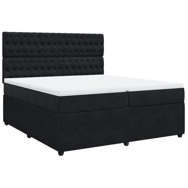 Box spring postelja z vzmetnico črna 200x200 cm žamet - Image 3