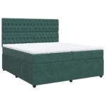 Box spring postelja z vzmetnico temno zelena 200x200 cm žamet - Image 3