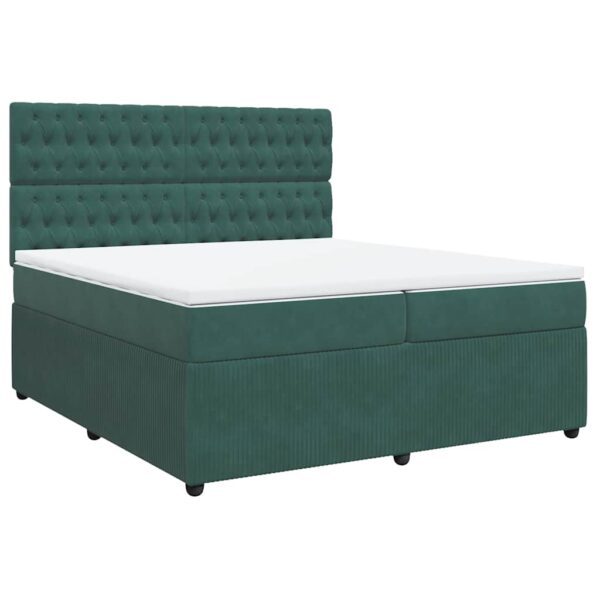 Box spring postelja z vzmetnico temno zelena 200x200 cm žamet - Image 3