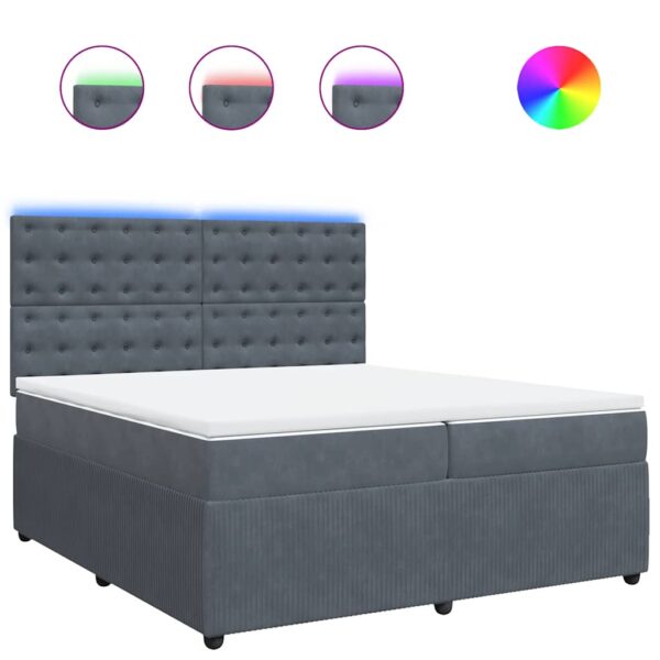 Box spring postelja z vzmetnico temno siva 200x200 cm žamet - Image 2