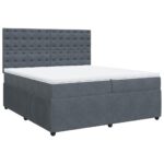 Box spring postelja z vzmetnico temno siva 200x200 cm žamet - Image 3