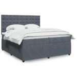 Box spring postelja z vzmetnico temno siva 200x200 cm žamet