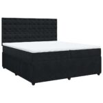 Box spring postelja z vzmetnico črna 200x200 cm žamet - Image 3