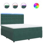 Box spring postelja z vzmetnico temno zelena 200x200 cm žamet - Image 2