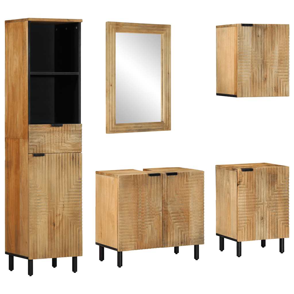 5 kosov kopalniškega pohištva Brown Solid Wood Mango