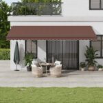 Avtomatsko zložljiva tenda LED rjava 600x300 cm