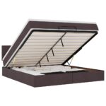 Otomanska postelja z vzmetnico&LEDs temno rjava 180x200cm blago - Image 2