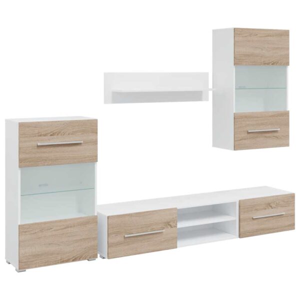 5 kosov TV enote z LED osvetlitvijo Sonoma Oak Engineered Wood - Image 2