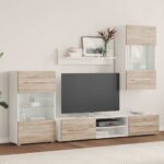 5 kosov TV enote z LED osvetlitvijo Sonoma Oak Engineered Wood - Image 3
