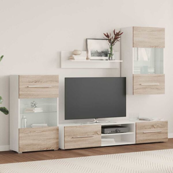 5 kosov TV enote z LED osvetlitvijo Sonoma Oak Engineered Wood - Image 3