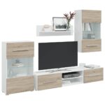 5 kosov TV enote z LED osvetlitvijo Sonoma Oak Engineered Wood