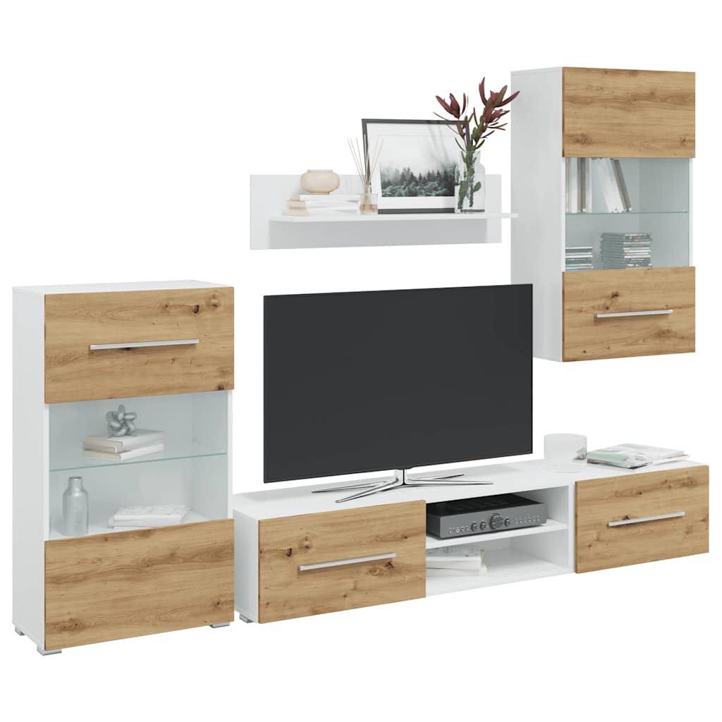 5 kosov TV enote z LED osvetlitvijo Artisan Oak Engineered Wood