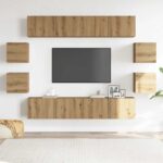 8 kosov stenske TV omarice Artisan Oak Engineered Wood - Image 3