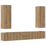 5 kosov stenske TV omarice Artisan Oak Engineered Wood - Image 2