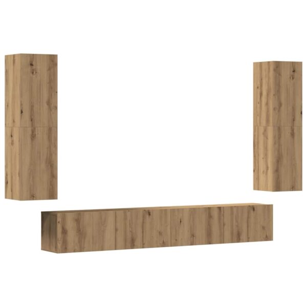 Komplet 4 kosov stenske TV omarice Artisan Oak Engineered Wood - Image 2