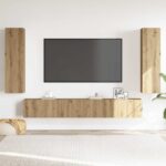 Komplet 4 kosov stenske TV omarice Artisan Oak Engineered Wood - Image 3