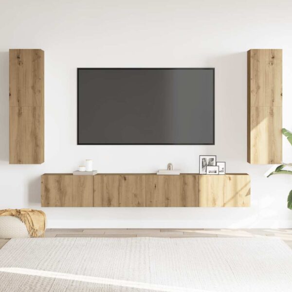 Komplet 4 kosov stenske TV omarice Artisan Oak Engineered Wood - Image 3