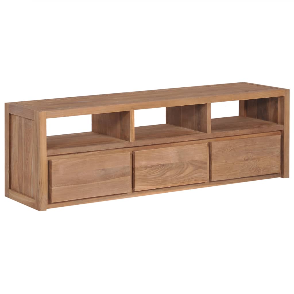 TV omarica trdna tikovina z naravnim finišem 120x30x40 cm