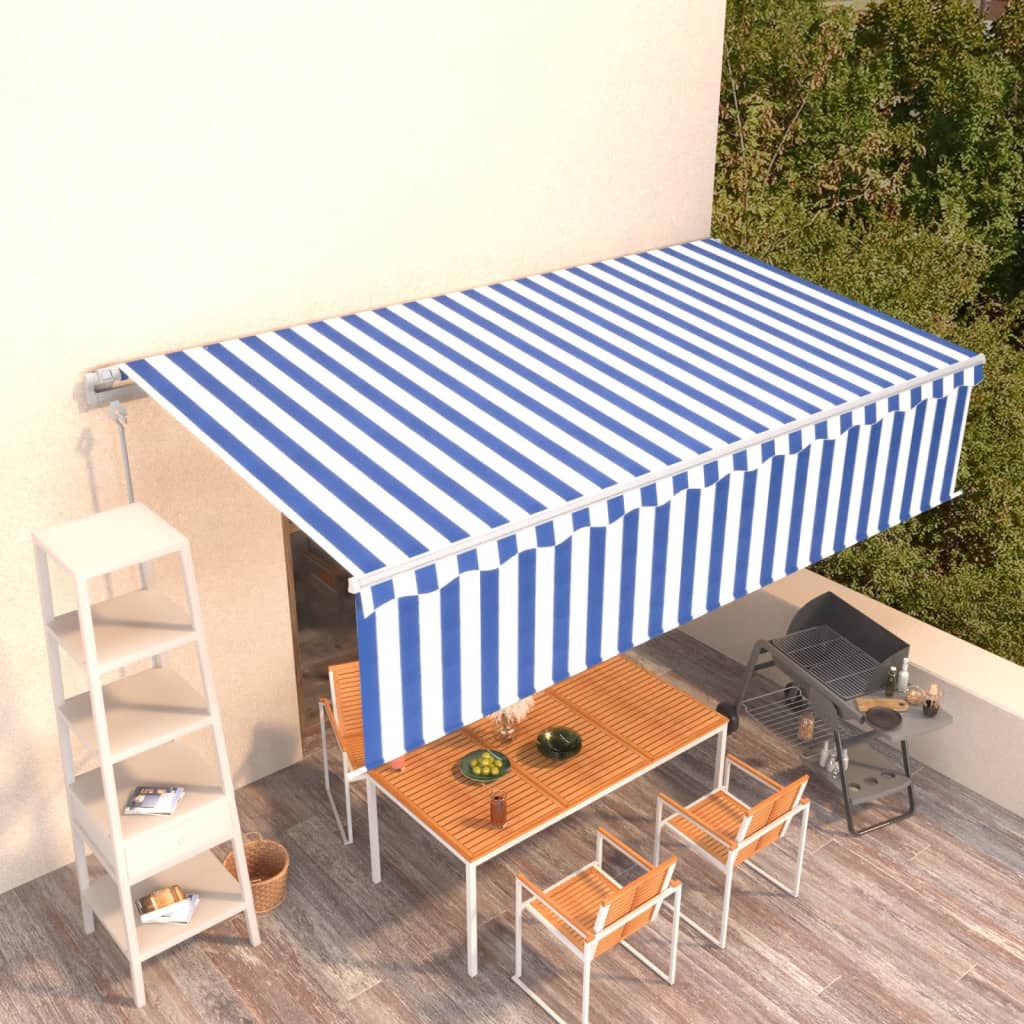 Avtomatsko zložljiva tenda s senčilom 6×3 m modra in bela