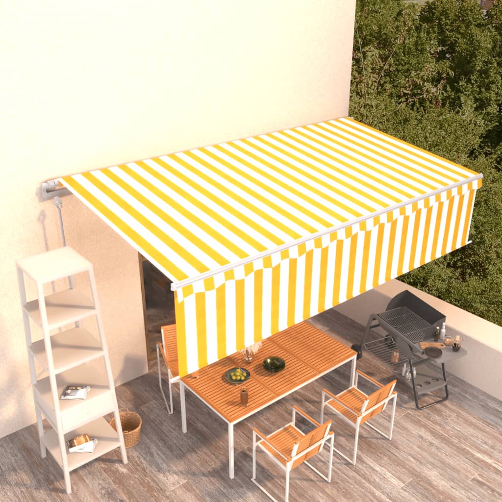 Avtomatsko zložljiva tenda s senčilom 6×3 m rumena in bela