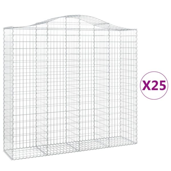 Obokane gabion košare 25kosov 200x50x180/200cm pocinkano železo - Image 2
