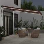 Avtomatsko zložljiva tenda LED rjava 400x350 cm - Image 3