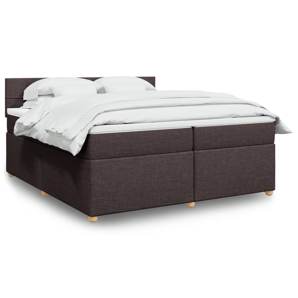 Box spring postelja z vzmetnico temno rjav 200×200 cm blago