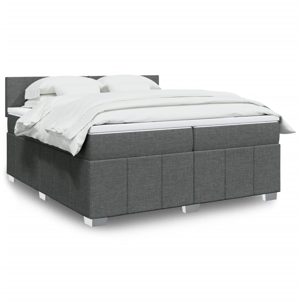 Box spring postelja z vzmetnico temno siva 200×200 cm blago