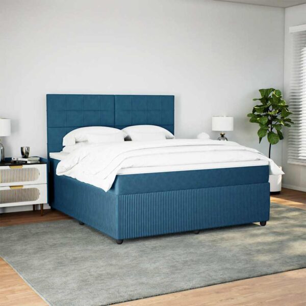 Box spring postelja z vzmetnico temno modra 180x200 cm žamet - Image 3