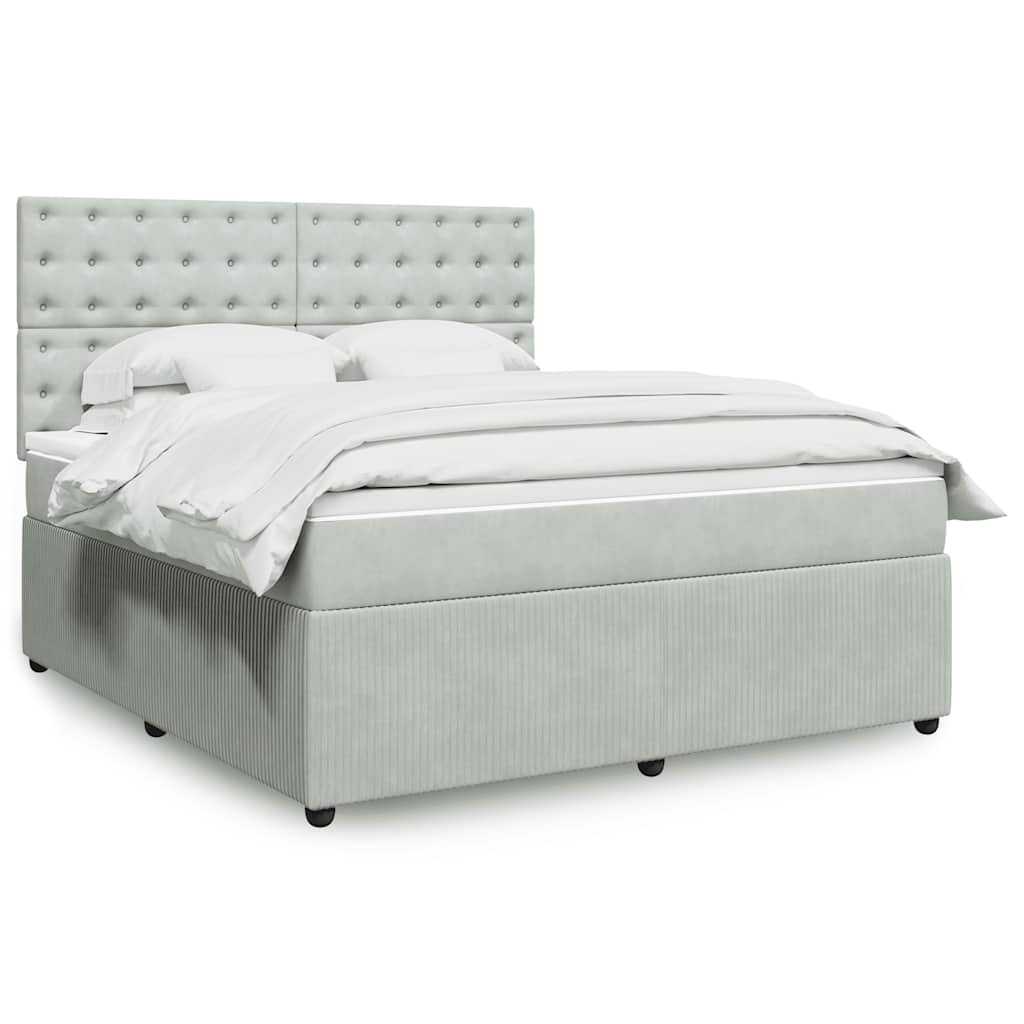 Box spring postelja z vzmetnico svetlo siva 180×200 cm žamet
