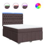 Box spring postelja z vzmetnico temno rjava 160x200 cm blago - Image 2