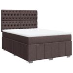 Box spring postelja z vzmetnico temno rjava 160x200 cm blago - Image 3