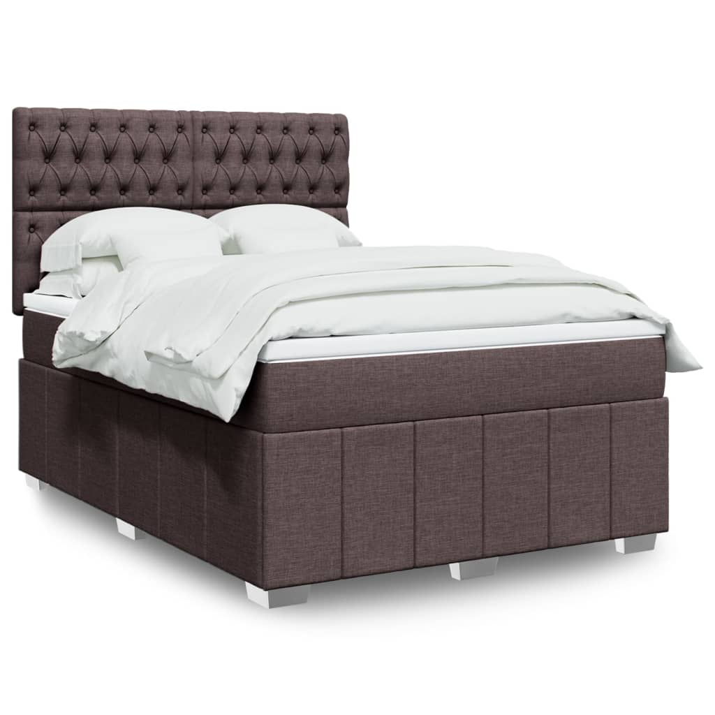 Box spring postelja z vzmetnico temno rjava 160×200 cm blago