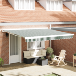 Avtomatska retractabilna tenda Zelena in bela 400x300 cm