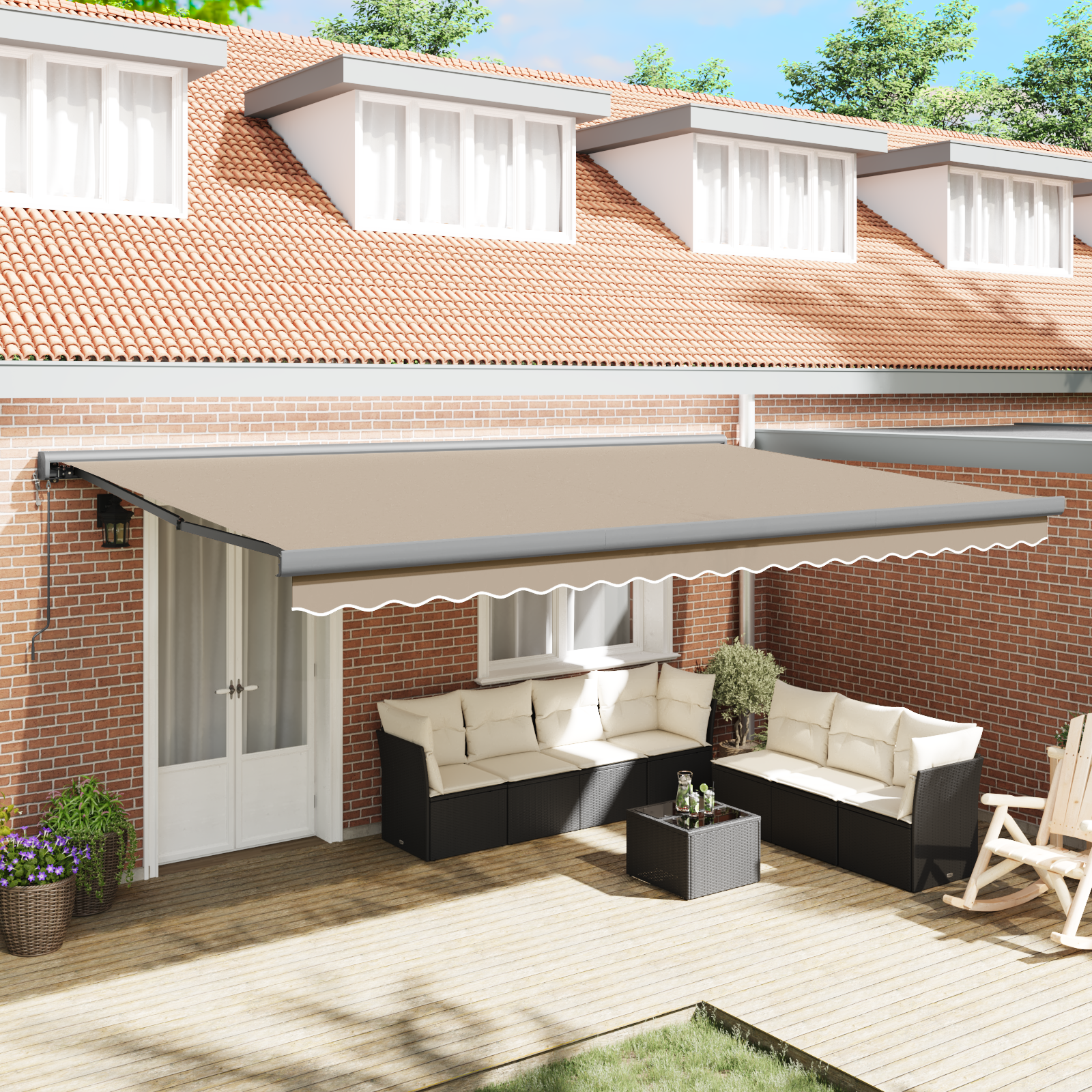 Avtomatska retraktibilna tenda Bež 500×300 cm