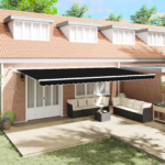 Avtomatska retraktibilna tenda z LED Črna 600x350 cm