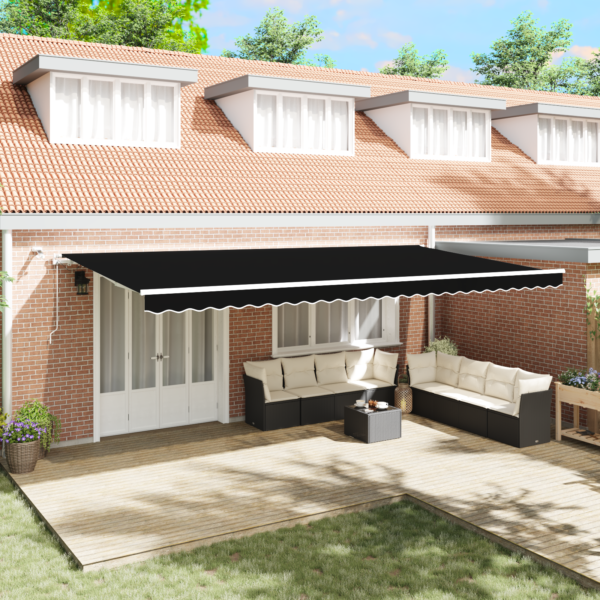 Avtomatska retraktibilna tenda z LED Črna 600x350 cm