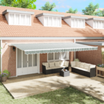 Avtomatska retraktibilna tenda z LED zeleno in belo 600x350 cm